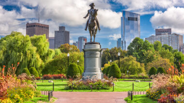 George,Washington,Monument,At,Public,Garden,In,Boston,,Massachusetts.