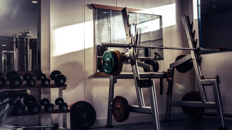squat rack in gym