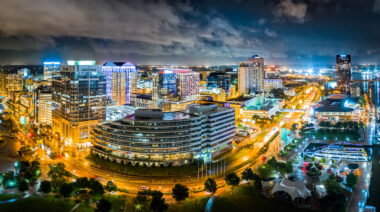 Aerial,Panorama,Of,Norfolk,Virginia,By,Night.,Norfolk,Is,The