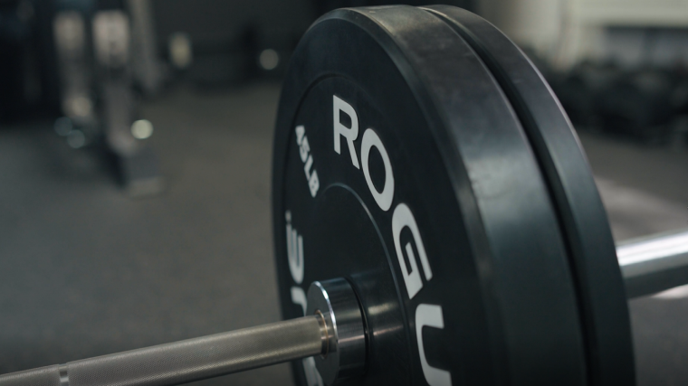 Rogue Echo Bumpers On A Barbell