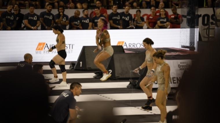 CrossFitters performing double crosses at the 2022 CrossFit Games