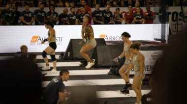 CrossFitters performing double-under crossovers at the 2022 CrossFit Games