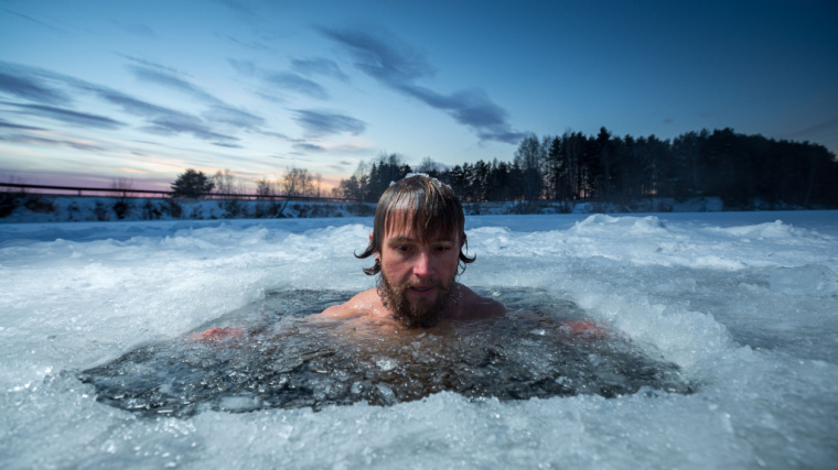 Man Dunking In Ice