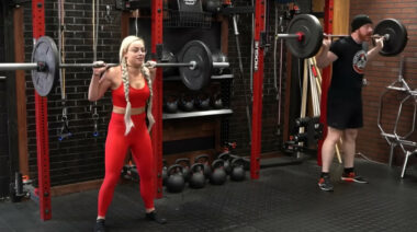 WWE Superstars Liv Morgan and Sheamus working out.