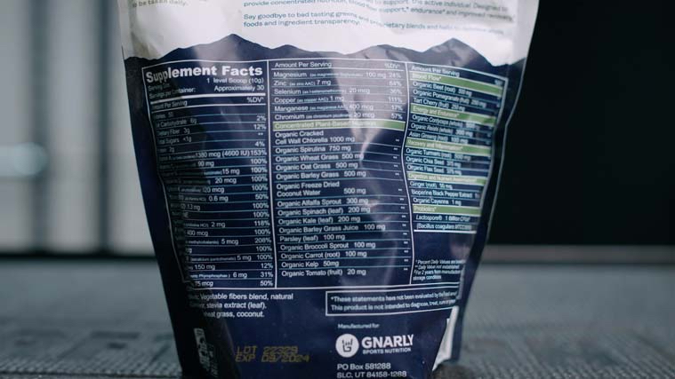 Gnarly Performance Greens Supplement Facts