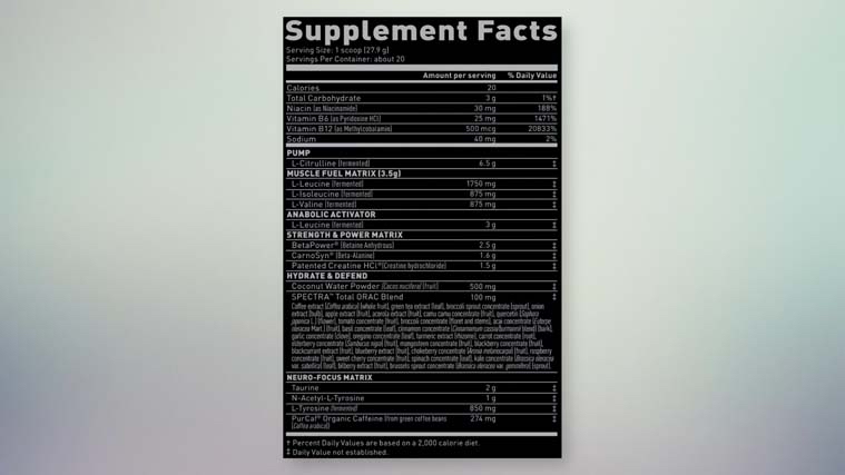 Kaged Pre-Kaged Supplement Facts