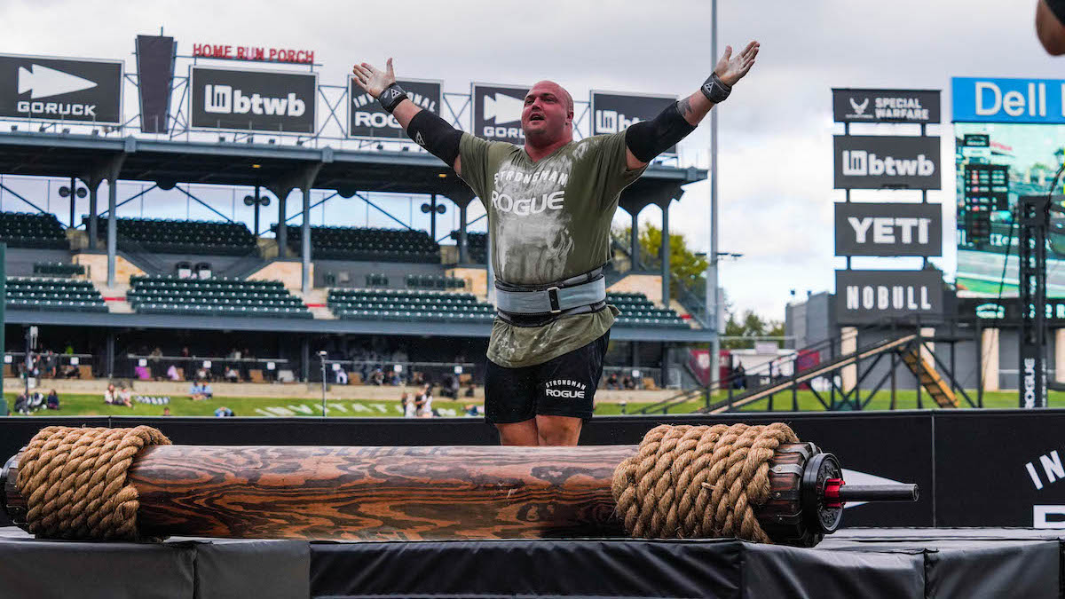 2022 Rogue Invitational Strongman Event 5 — "Yoke Carry Overhead Log