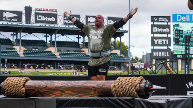 2022 Rogue Invitational Strongman Event 5 — "Yoke Carry Overhead Log ...