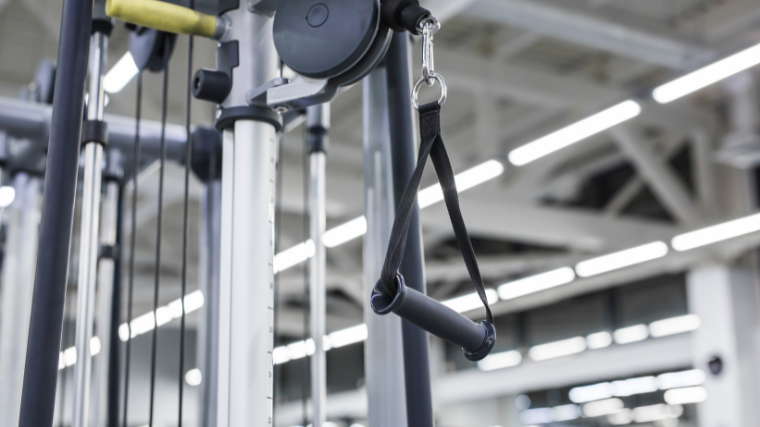 close-up photo of cable handle in gym