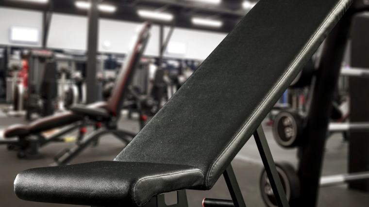 weight bench set to moderate incline