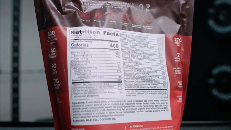 HLTH Code Complete Meal Nutrition Facts
