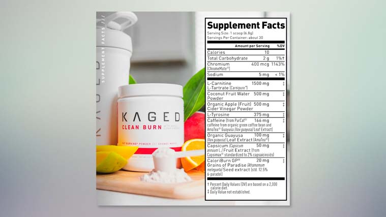 Kaged Clean Burn Supplement Facts
