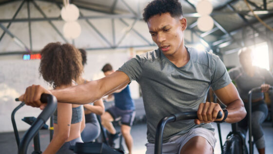air bike and rower workout
