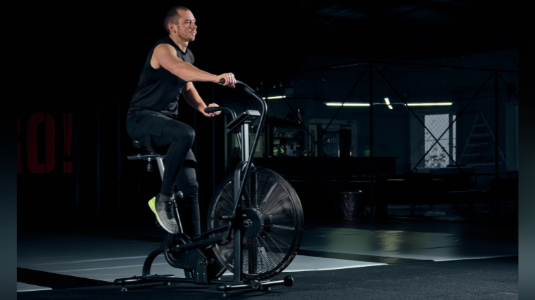 Person warming up using an airbike