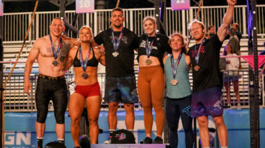 CrossFit athletes on the 2023 Wodapalooza podium.