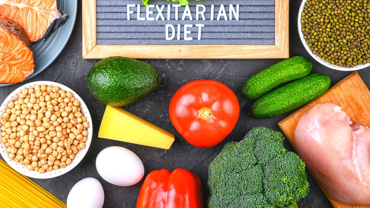 Flexible dieting food options spread on the table.