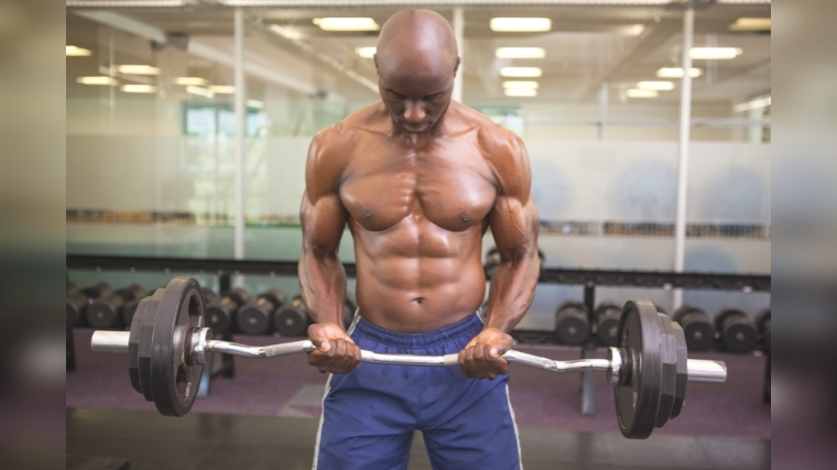  A person working out with a barbell.