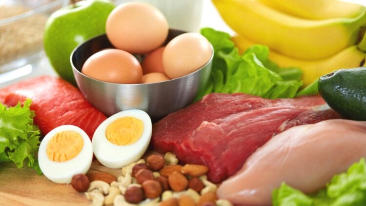 A table with protein-rich food.