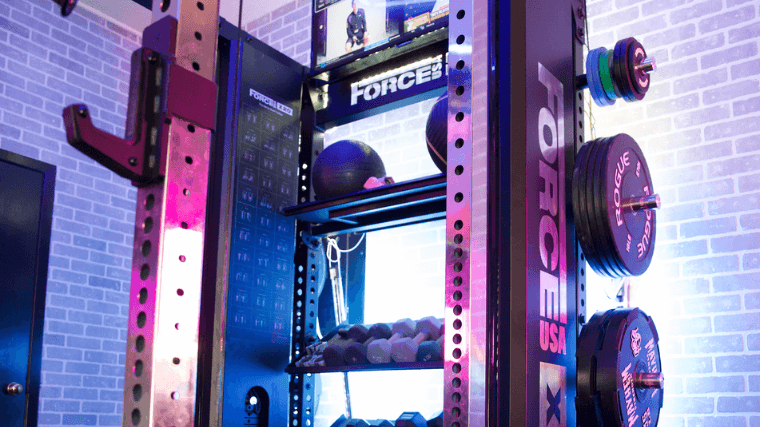 The Force USA X20 Pro Full Rack with weights. 