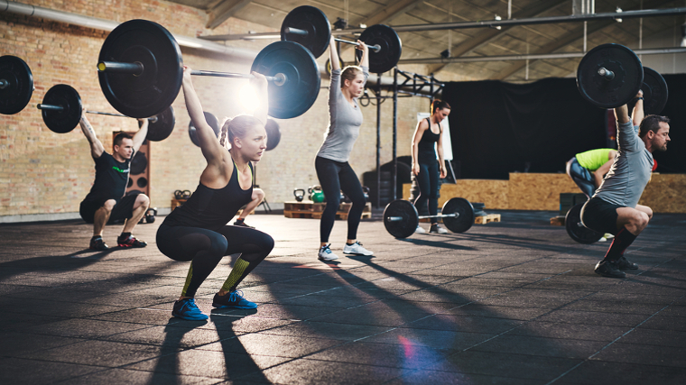 A group of people working out. 