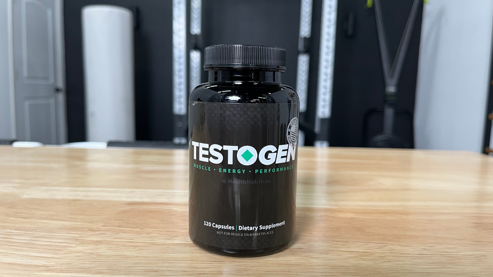 Testogen testosterone booster in BarBend testing gym.