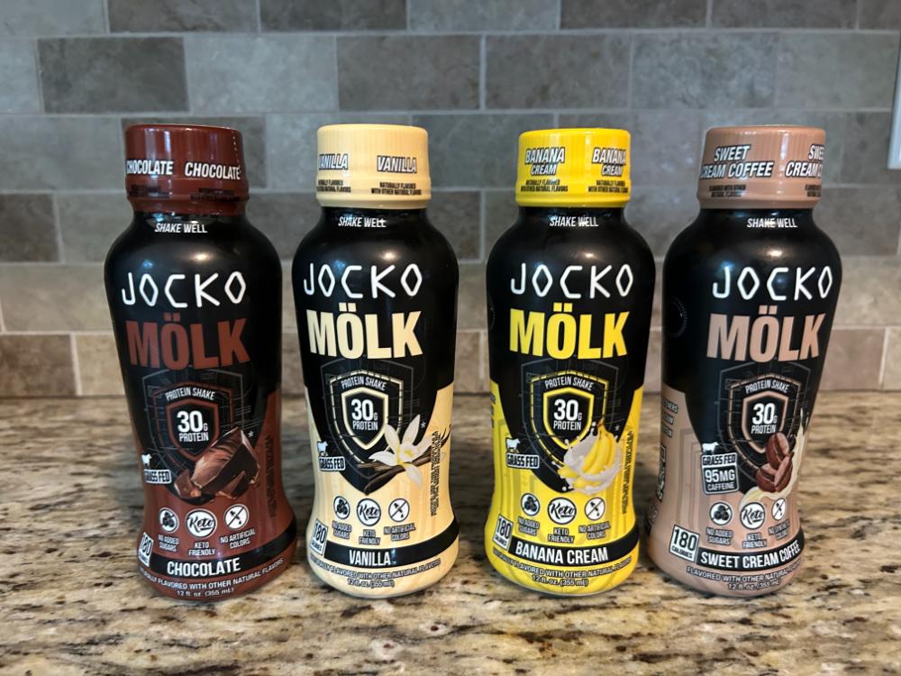 Four flavors of Jocko Molk Shake