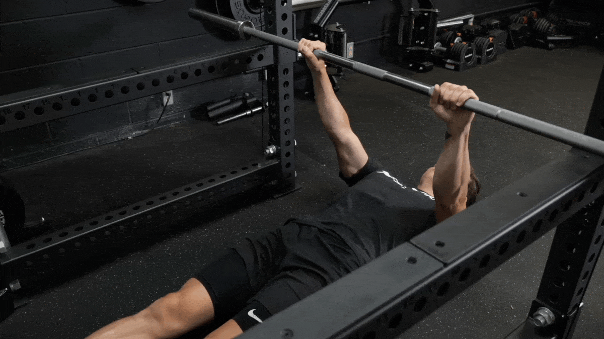 A person doing the inverted row in the gym. 