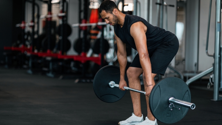 A powerlifter doing a deadlift.