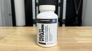 a multivitamin on a brown table