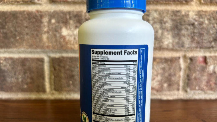 Nutricost Multivitamin supplement facts.