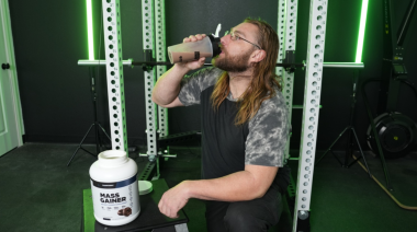 Our tester drinking Transparent Labs Mass Gainer