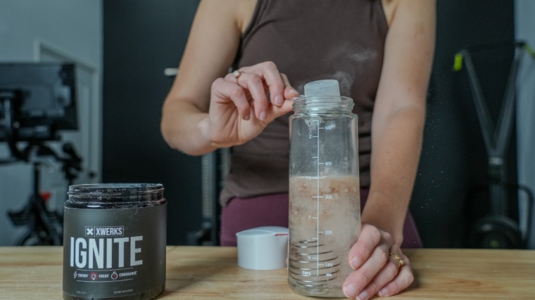 Our tester mixing up XWERKS Ignite pre-workout.