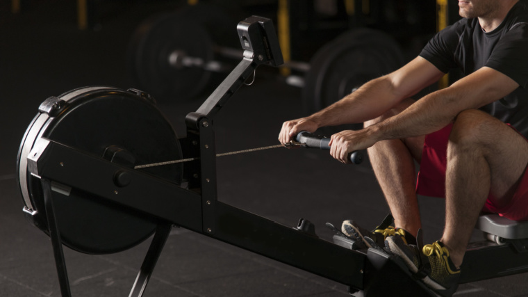 A person on a rower.