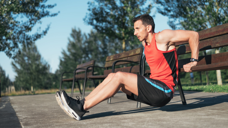 A person working out in the park.