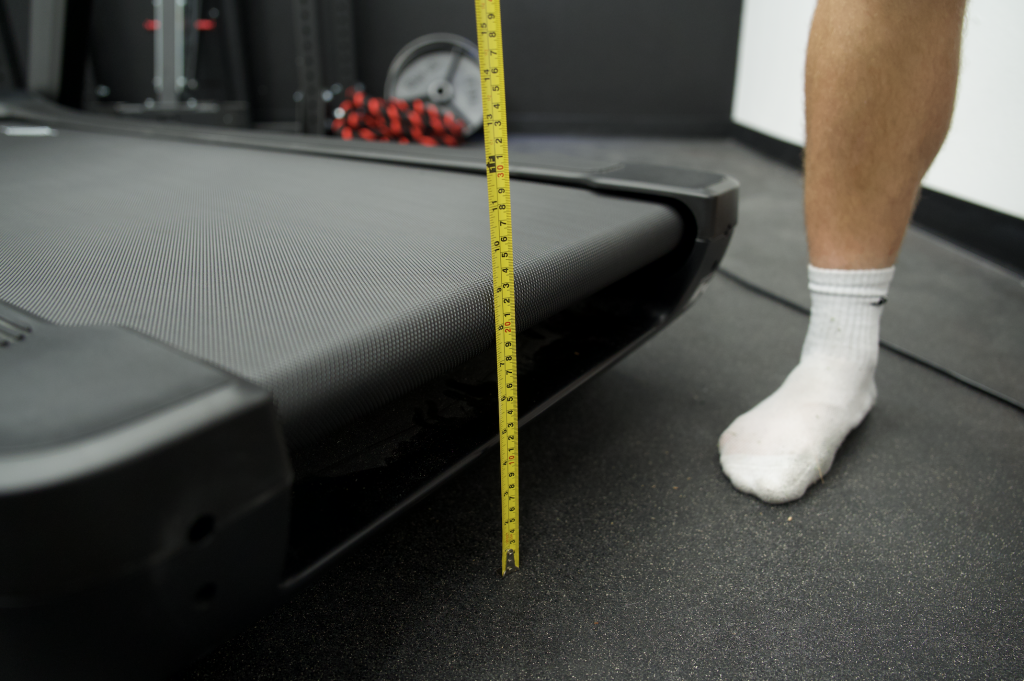 Measuring the step-up height of the NordicTrack Commercial 1250 Treadmill.