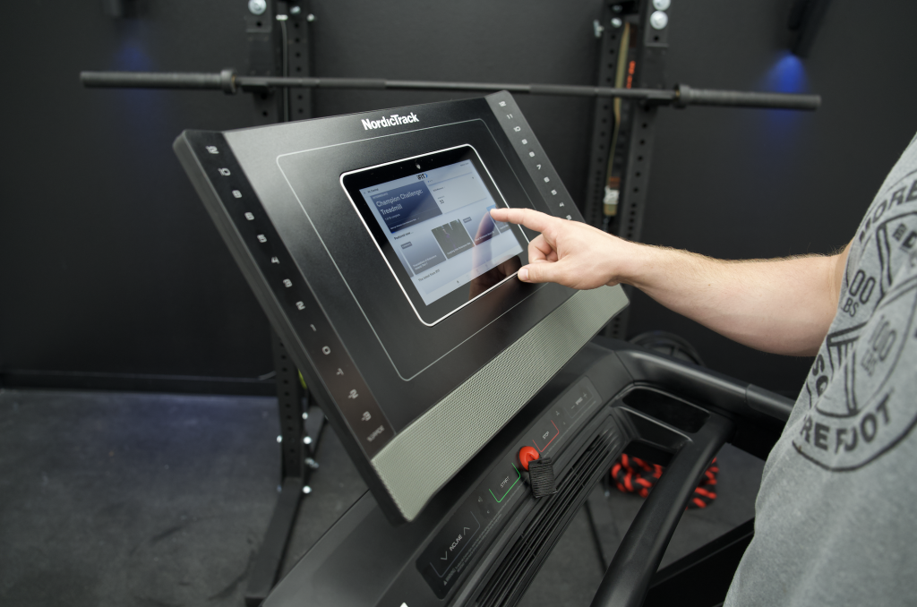 The touchscreen display on the NordicTrack Commercial 1250 Treadmill.