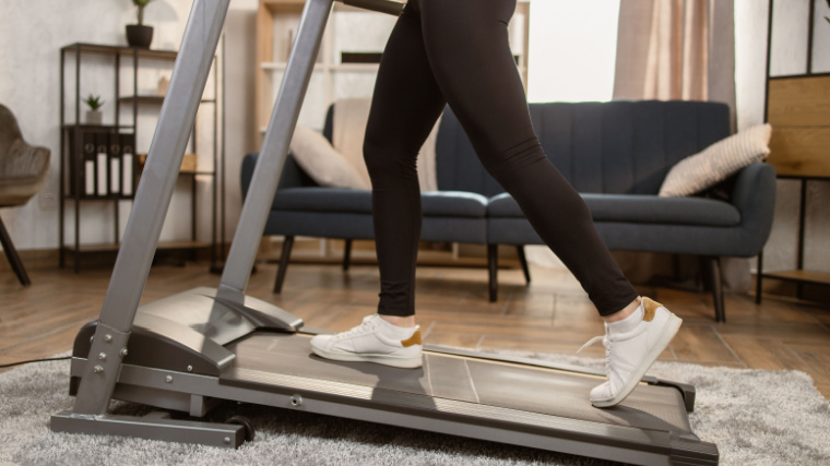 A person walking on a treadmill