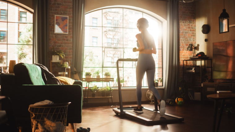 A person running on a treadmill