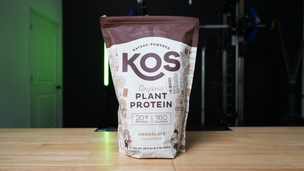 A bag of KOS Organic Plant Protein