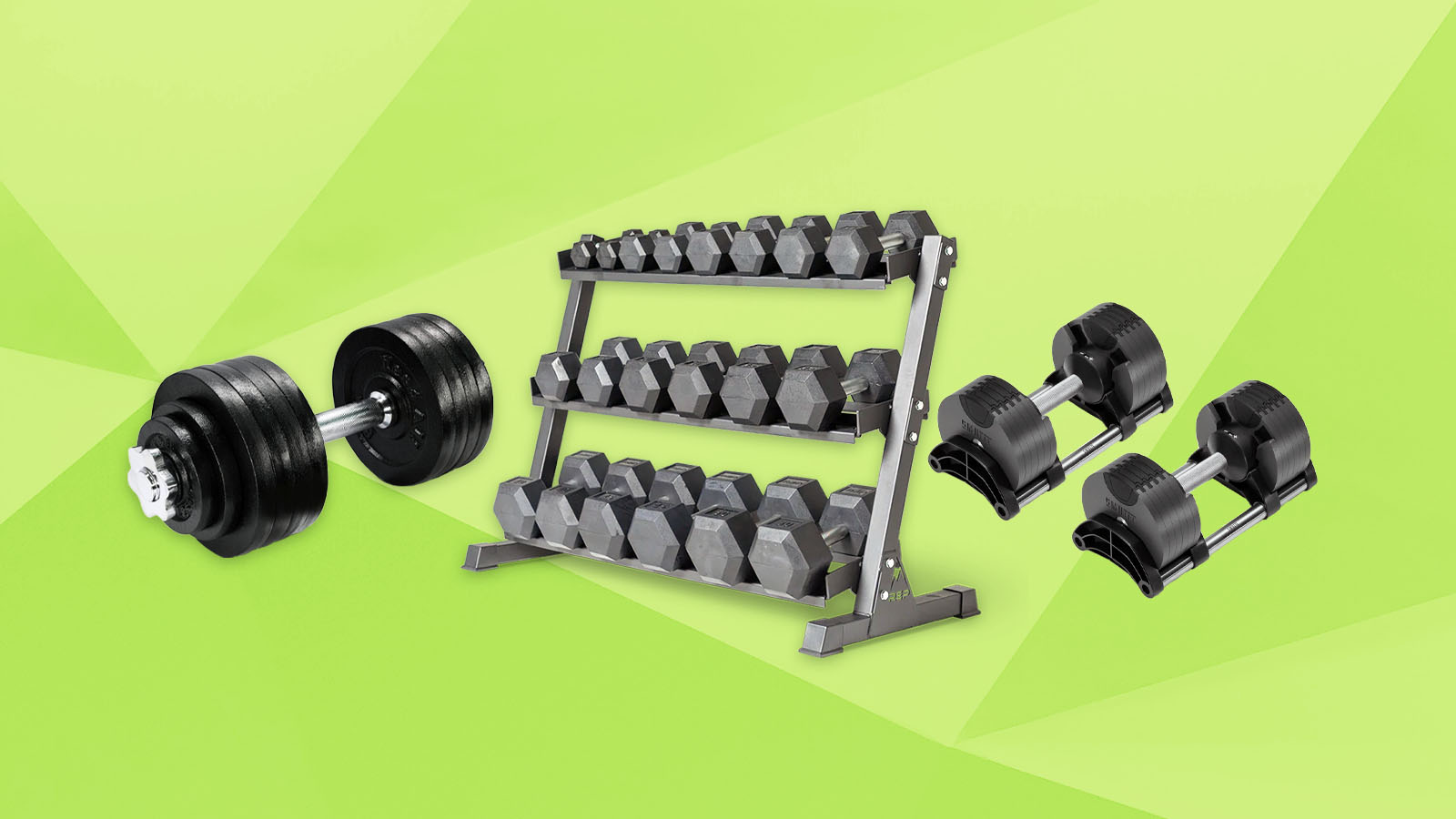 Inspire Fitness - Rubber Dumbbell Set with Vertical Rack - Rubber Hex  Weight Set - Dumbbell Weight Set for Home Gym or Professional Gym