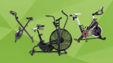 A stylized image shows 3 of the Best Budget Exercise Bikes.