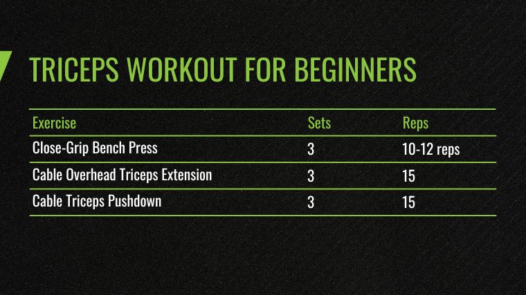 The Best Triceps Exercises and Workout for Beginners chart.