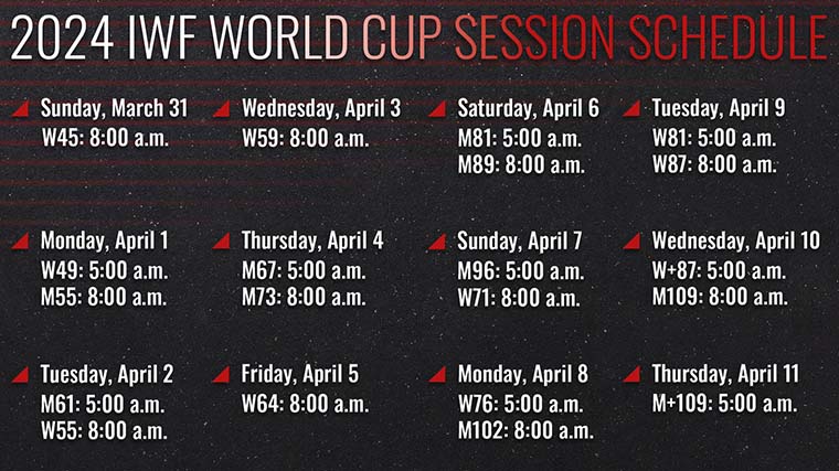 2024 IWF World Cup Updated Schedule