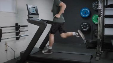 Our tester running his heart out on one of the Best Quiet Treadmills.
