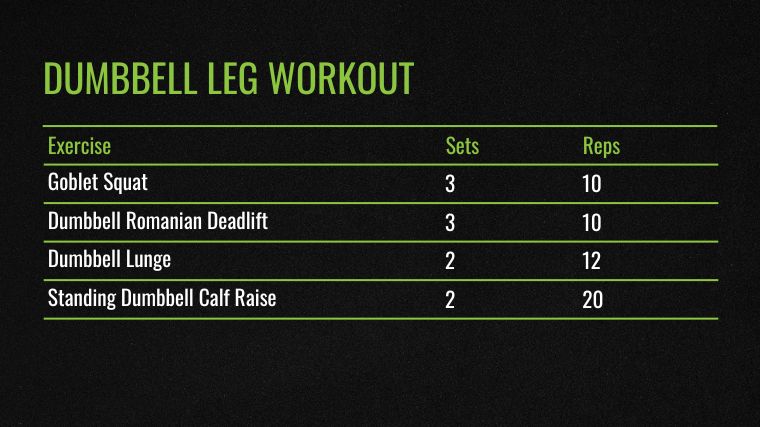 The Dumbbell Leg Workout chart.