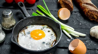 A sunny-side up egg in a pan for the egg diet.
