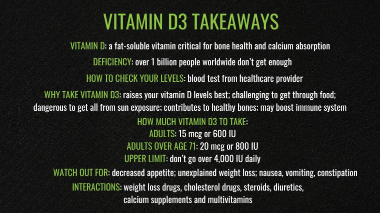 The list of takeaways from the Vitamin D3 Dosage article.