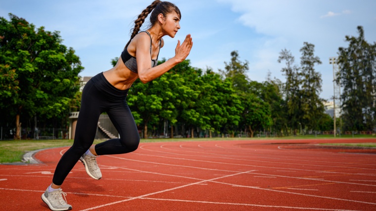 A person running on the track.