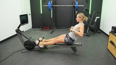 Our tester on one of the Best Foldable Rowing Machines.
