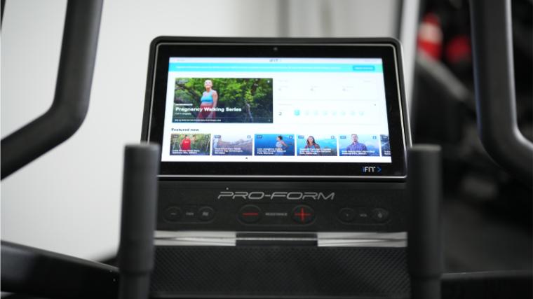 iFIT on the 14-inch touchscreen of the ProForm Pro HIIT H14 Elliptical.